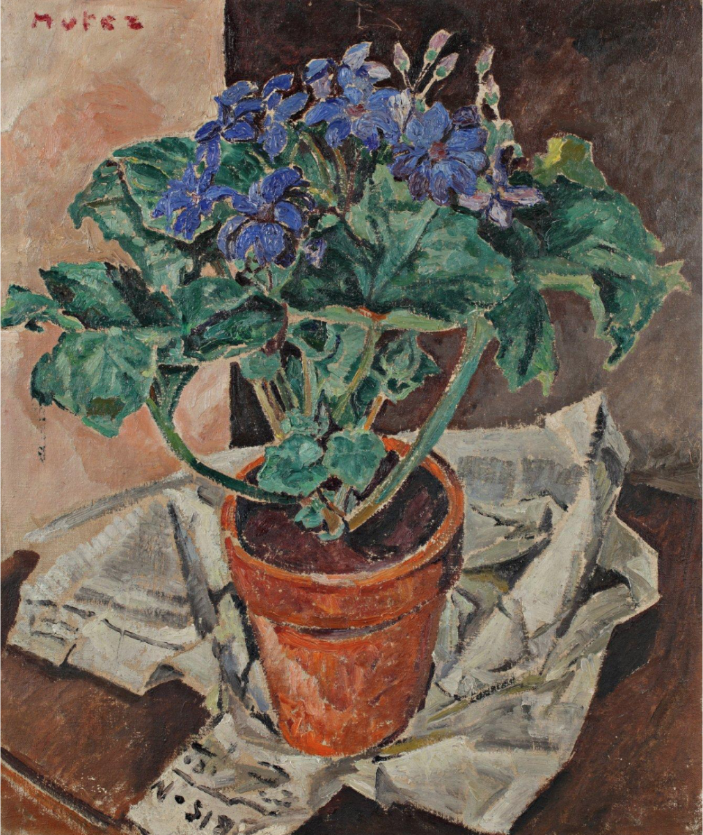 Nature morte aux iris et au journal